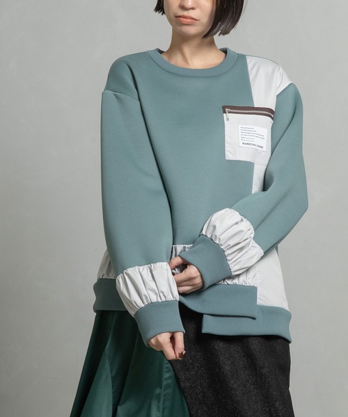 MARECHAL TERRE（マルシャルテル）の「コンビネーションギャザートップス（Tシャツ/カットソー・レディース・セージグリーン/カーキ/ブラック/ネイビー・MEDIUM）」の3枚目の写真