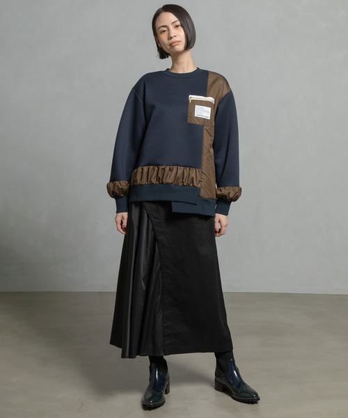 MARECHAL TERRE（マルシャルテル）の「コンビネーションギャザートップス（Tシャツ/カットソー・レディース・セージグリーン/カーキ/ブラック/ネイビー・MEDIUM）」の14枚目の写真