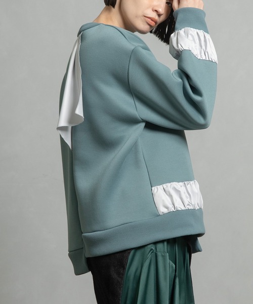 MARECHAL TERRE（マルシャルテル）の「コンビネーションギャザートップス（Tシャツ/カットソー・レディース・セージグリーン/カーキ/ブラック/ネイビー・MEDIUM）」の17枚目の写真