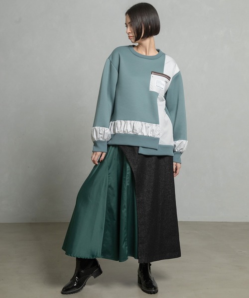 MARECHAL TERRE（マルシャルテル）の「コンビネーションギャザートップス（Tシャツ/カットソー・レディース・セージグリーン/カーキ/ブラック/ネイビー・MEDIUM）」の19枚目の写真