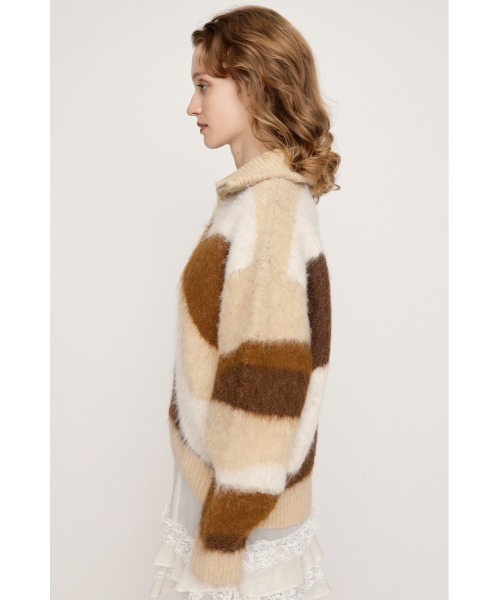 SLY(スライ)の「FRONT ZIP MARBLE KNIT TOPS フロントジップ マーブル ニット トップス 秋服 冬服(ニット/セーター・レディース・ブラック/ベージュ/ネイビー・FREE)」の8枚目の写真