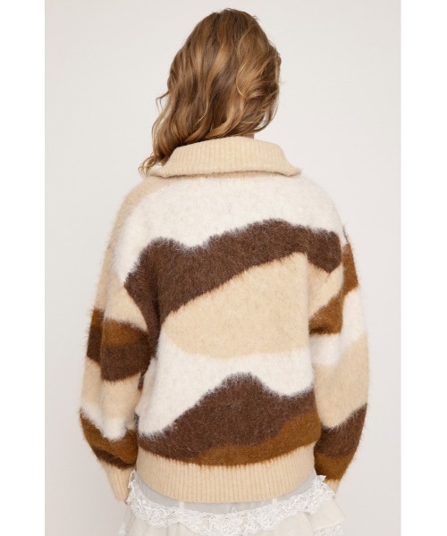 SLY(スライ)の「FRONT ZIP MARBLE KNIT TOPS フロントジップ マーブル ニット トップス 秋服 冬服(ニット/セーター・レディース・ブラック/ベージュ/ネイビー・FREE)」の9枚目の写真