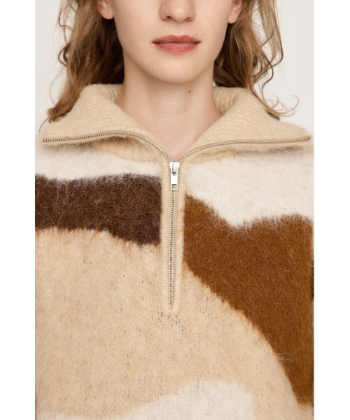 SLY(スライ)の「FRONT ZIP MARBLE KNIT TOPS フロントジップ マーブル ニット トップス 秋服 冬服(ニット/セーター・レディース・ブラック/ベージュ/ネイビー・FREE)」の10枚目の写真