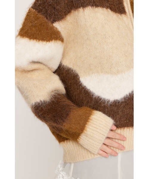SLY(スライ)の「FRONT ZIP MARBLE KNIT TOPS フロントジップ マーブル ニット トップス 秋服 冬服(ニット/セーター・レディース・ブラック/ベージュ/ネイビー・FREE)」の11枚目の写真