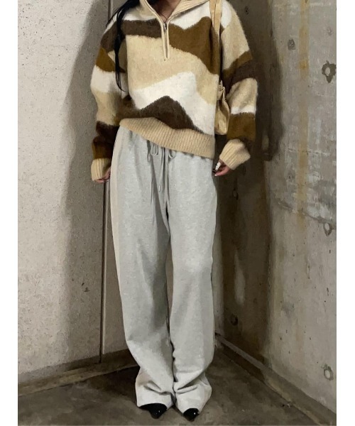 SLY(スライ)の「FRONT ZIP MARBLE KNIT TOPS フロントジップ マーブル ニット トップス 秋服 冬服(ニット/セーター・レディース・ブラック/ベージュ/ネイビー・FREE)」の13枚目の写真