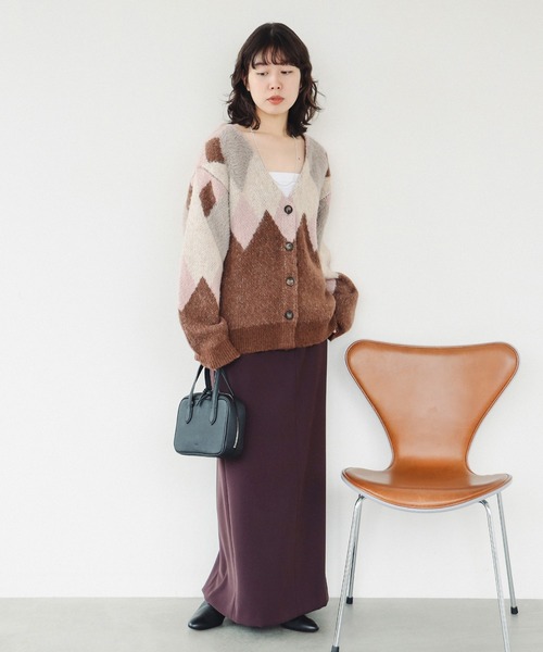 B:MING by BEAMS(ビーミングバイビームス)の「アーガイル カーディガン(カーディガン/ボレロ・レディース・パープル系その他5/ブラウン/サックスブルー・ONE SIZE)」の5枚目の写真