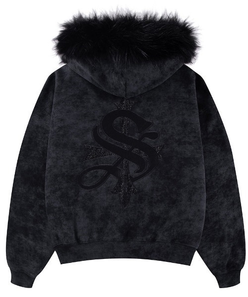A'GEM/9 × .kom 『SUPPLIER/サプライヤー』 FAUX FUR CROSS ZIP HOODIE