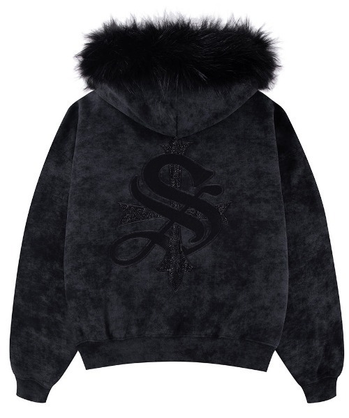 A'GEM/9 × .kom 『SUPPLIER/サプライヤー』 FAUX FUR CROSS ZIP HOODIE