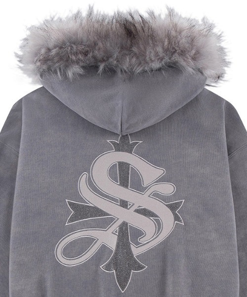 SUPPLIER(サプライヤー)の「A'GEM/9 × .kom 『SUPPLIER/サプライヤー』 FAUX FUR CROSS ZIP HOODIE/フォーファークロスジップフーディ―(パーカー・メンズ・グレー/ブラック/マルチ・LARGE/X-LARGE)」の20枚目の写真