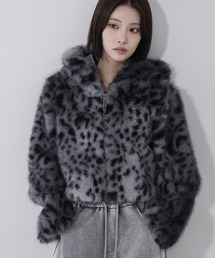 me+em select(ミームセレクト)の【 2color 】レオパードフェイクファーフーディショートコート / reopard  fakefur hoodie short coat(その他アウター)