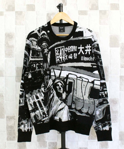 HUF（ハフ）の「ワールドワイドコミューターセーター WORLDWIDE COMMUTER SWEATER（ニット/セーター・メンズ・ブラック・L/M/XL）」の2枚目の写真
