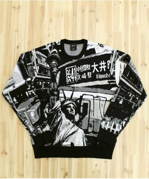 HUF（ハフ）の「ワールドワイドコミューターセーター WORLDWIDE COMMUTER SWEATER（ニット/セーター・メンズ・ブラック・L/M/XL）」の4枚目の写真