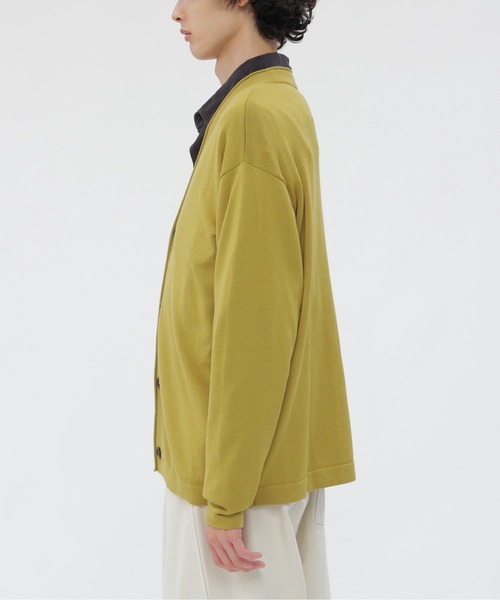 【MARGARET HOWELL】綿麻カーディガン　裏毛　カーキ　日本製　L★ MARGARET HOWELL】綿麻カーディガン 裏毛 カーキ 日本製 L☆ COTTON