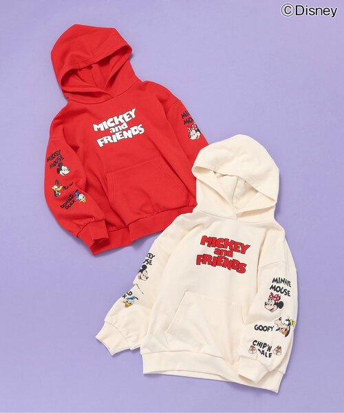 Disney（ディズニー）の「WEB限定 ディズニーキャラクター/かぶりパーカー（パーカー・キッズ・レッド/オフホワイト・110/100/90/80/140/130/120）」の3枚目の写真