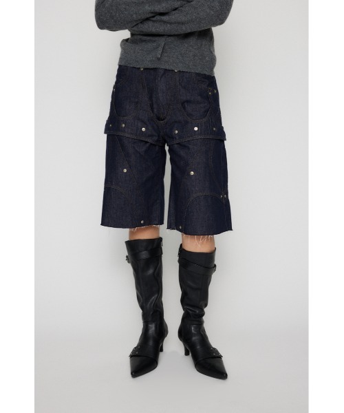 LAGUA GEM（ラグアジェム）の「LAYERING HALF デニム（デニムパンツ・レディース・ブルー/ブラック・X-SMALL/SMALL/MEDIUM）」の7枚目の写真