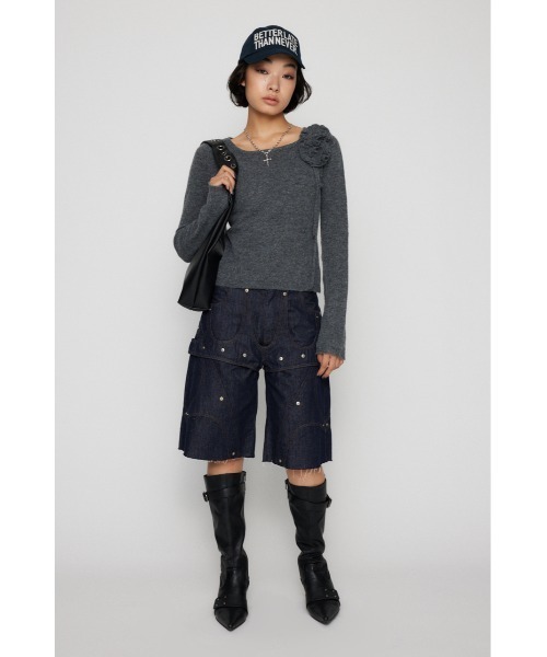 LAGUA GEM（ラグアジェム）の「LAYERING HALF デニム（デニムパンツ・レディース・ブルー/ブラック・X-SMALL/SMALL/MEDIUM）」の8枚目の写真