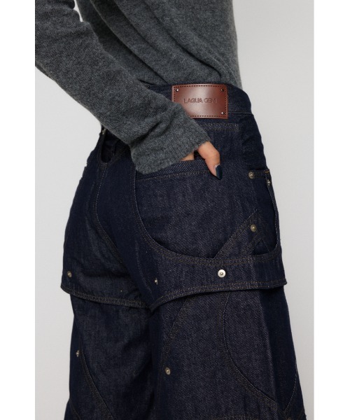 LAGUA GEM（ラグアジェム）の「LAYERING HALF デニム（デニムパンツ・レディース・ブルー/ブラック・X-SMALL/SMALL/MEDIUM）」の13枚目の写真