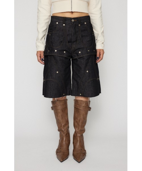 LAGUA GEM（ラグアジェム）の「LAYERING HALF デニム（デニムパンツ・レディース・ブルー/ブラック・X-SMALL/SMALL/MEDIUM）」の14枚目の写真