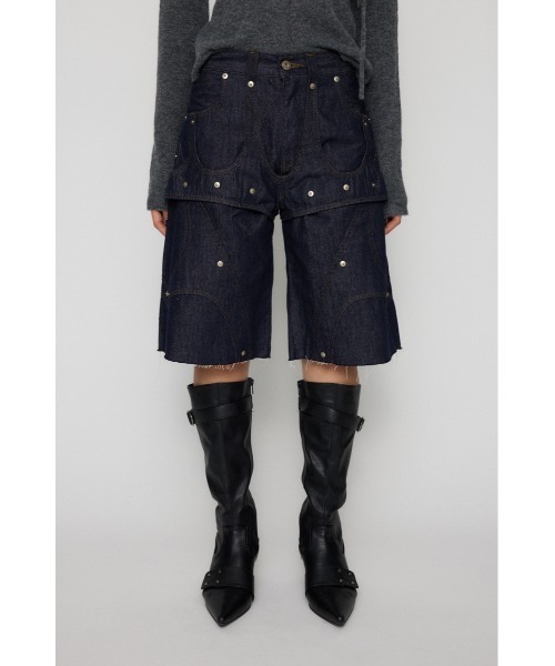 LAGUA GEM（ラグアジェム）の「LAYERING HALF デニム（デニムパンツ・レディース・ブルー/ブラック・X-SMALL/SMALL/MEDIUM）」の6枚目の写真