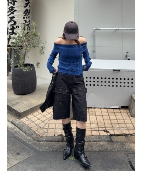 LAGUA GEM（ラグアジェム）の「LAYERING HALF デニム（デニムパンツ・レディース・ブルー/ブラック・X-SMALL/SMALL/MEDIUM）」の16枚目の写真