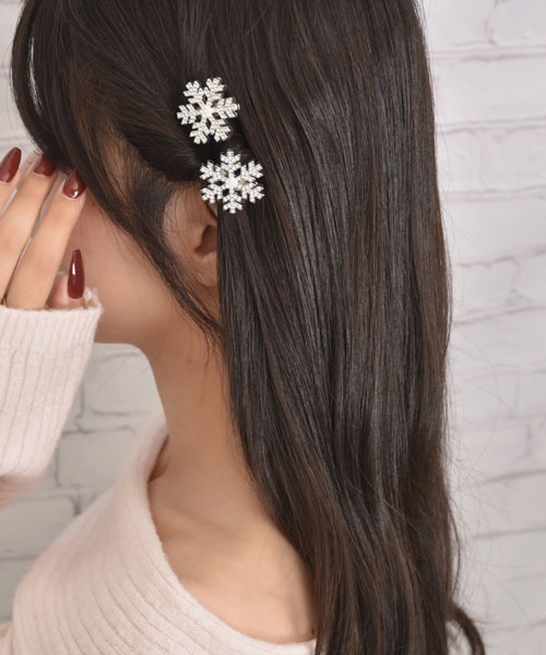 セール】【float】雪の結晶 ヘアクリップ【2個セット】（バレッタ/ヘア