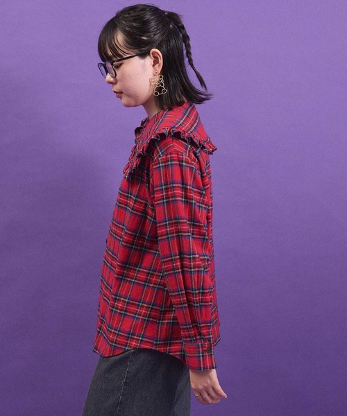I am I in fact...（アイアムアイインファクト）の「TARTAN CHECK BLOUSE（シャツ/ブラウス・レディース・レッド/ブラック・FREE）」の4枚目の写真