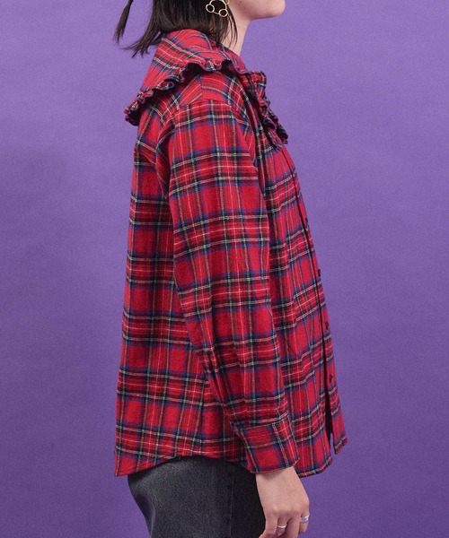 I am I in fact...（アイアムアイインファクト）の「TARTAN CHECK BLOUSE（シャツ/ブラウス・レディース・レッド/ブラック・FREE）」の16枚目の写真