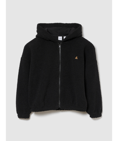 GAP(ギャップ)の「ボア オーバーサイズ くまさん ジップアップパーカー (キッズ)(パーカー・キッズ・ブラック/アイボリー/ライトブラウン・160cm/150cm/140cm/130cm/120cm/110cm)」の2枚目の写真