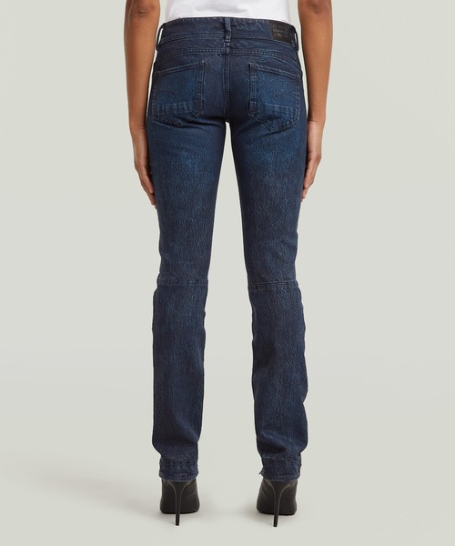 G-STAR(ジースター)の「MOTO 3D SLIM JEANS/レザーライクコーティング加工立体裁断スリムストレートジーンズ/バイカーデニムパンツ/L28(デニムパンツ・レディース・ダークインディゴブルー・24inch/26inch/25inch/27inch)」の2枚目の写真