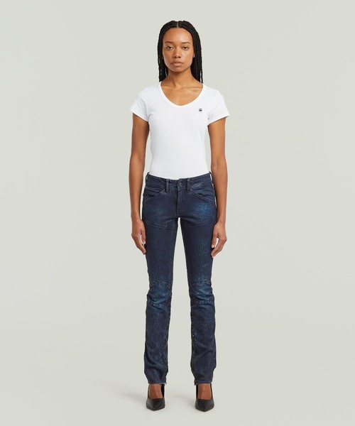 G-STAR(ジースター)の「MOTO 3D SLIM JEANS/レザーライクコーティング加工立体裁断スリムストレートジーンズ/バイカーデニムパンツ/L28(デニムパンツ・レディース・ダークインディゴブルー・24inch/26inch/25inch/27inch)」の3枚目の写真