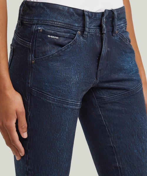 G-STAR(ジースター)の「MOTO 3D SLIM JEANS/レザーライクコーティング加工立体裁断スリムストレートジーンズ/バイカーデニムパンツ/L28(デニムパンツ・レディース・ダークインディゴブルー・24inch/26inch/25inch/27inch)」の5枚目の写真