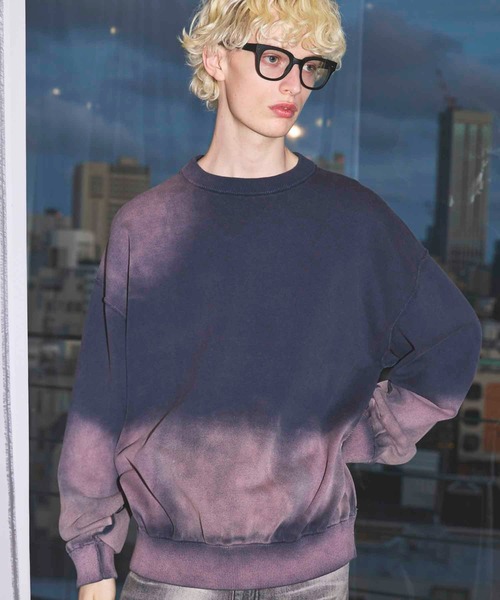 UNISEX》Gradation Dye Prime-Over Crew Neck Knit Pullover