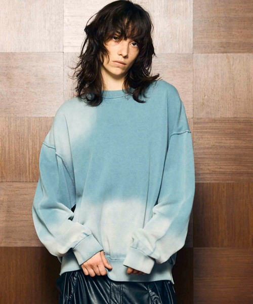 UNISEX》Gradation Dye Prime-Over Crew Neck Knit Pullover