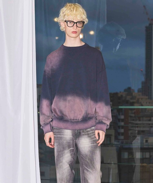 UNISEX》Gradation Dye Prime-Over Crew Neck Knit Pullover
