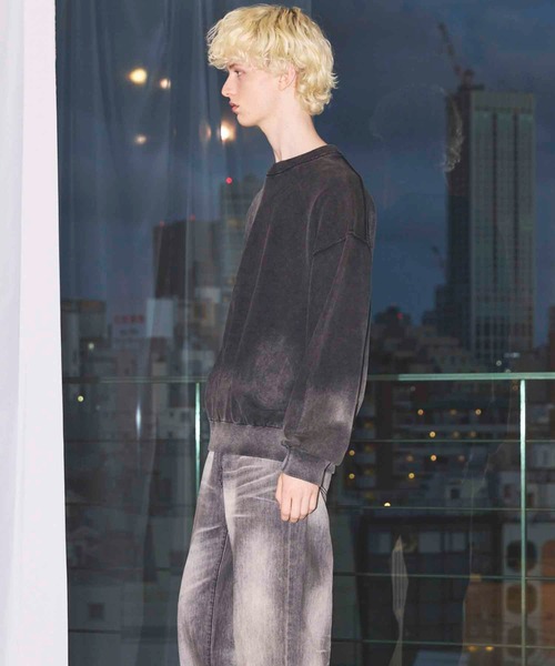 UNISEX》Gradation Dye Prime-Over Crew Neck Knit Pullover