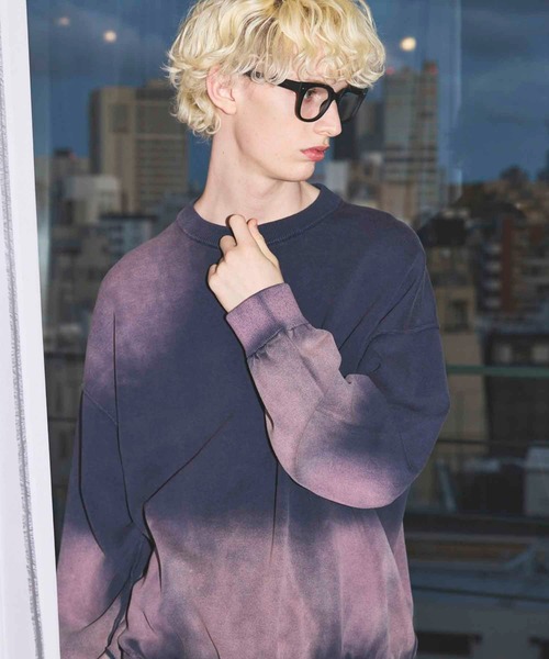 UNISEX》Gradation Dye Prime-Over Crew Neck Knit Pullover
