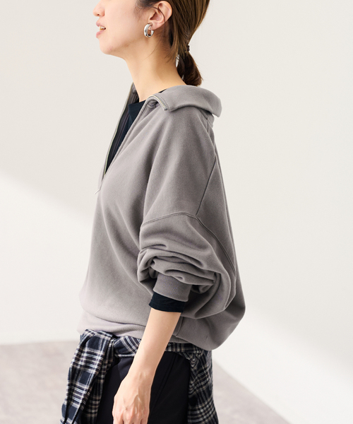 FRAMeWORK(フレームワーク)の「DEEP HALF ZIP(スウェット・レディース・グレー/ホワイト・FREE)」の5枚目の写真