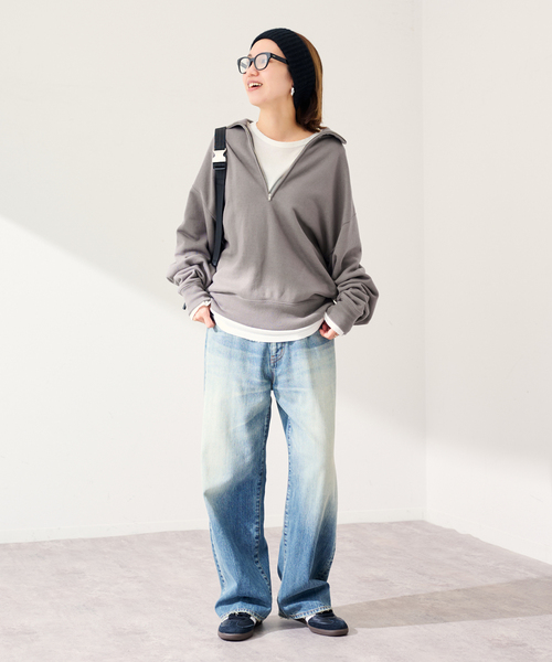 FRAMeWORK(フレームワーク)の「DEEP HALF ZIP(スウェット・レディース・グレー/ホワイト・FREE)」の6枚目の写真