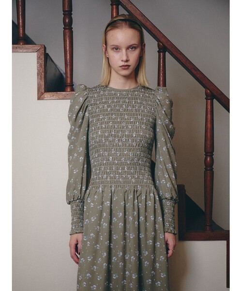 Demi-Luxe BEAMS（デミルクス ビームス）の「BEAMS SALON / ブルーム シャーリング ドレス【セレモニー・オケージョン】［手洗い可］（ワンピース・レディース・ブラック/オリーブ・36/38）」の3枚目の写真