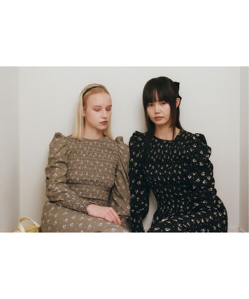 Demi-Luxe BEAMS（デミルクス ビームス）の「BEAMS SALON / ブルーム シャーリング ドレス【セレモニー・オケージョン】［手洗い可］（ワンピース・レディース・ブラック/オリーブ・36/38）」の6枚目の写真