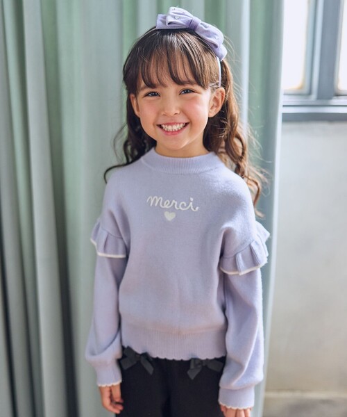 ANY（エニィ）の「肩フリル しあわせタッチニット（ニット/セーター・キッズ・サックスブルー系/アイボリー系/ピンク系/ブラック系・130/110/120）」の10枚目の写真