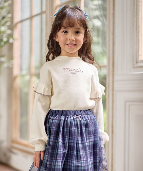 ANY（エニィ）の「肩フリル しあわせタッチニット（ニット/セーター・キッズ・サックスブルー系/アイボリー系/ピンク系/ブラック系・130/110/120）」の13枚目の写真