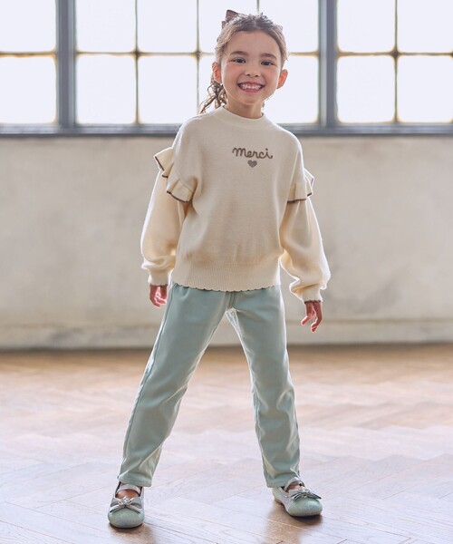 ANY（エニィ）の「肩フリル しあわせタッチニット（ニット/セーター・キッズ・サックスブルー系/アイボリー系/ピンク系/ブラック系・130/110/120）」の14枚目の写真