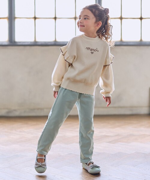 ANY（エニィ）の「肩フリル しあわせタッチニット（ニット/セーター・キッズ・サックスブルー系/アイボリー系/ピンク系/ブラック系・130/110/120）」の15枚目の写真