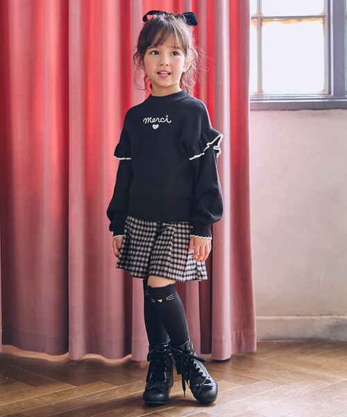 ANY（エニィ）の「肩フリル しあわせタッチニット（ニット/セーター・キッズ・サックスブルー系/アイボリー系/ピンク系/ブラック系・130/110/120）」の17枚目の写真