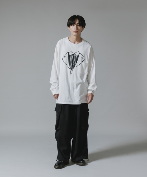 TAKAHIROMIYASHITATheSoloIst.（タカヒロミヤシタザソロイスト）の「TAKAHIROMIYASHITATheSoloIst./タカヒロミヤシタザソロイスト trompe クルーネック Tシャツ メッセージプリント（Tシャツ/カットソー・メンズ・ホワイト/ブラック・L/M）」の6枚目の写真