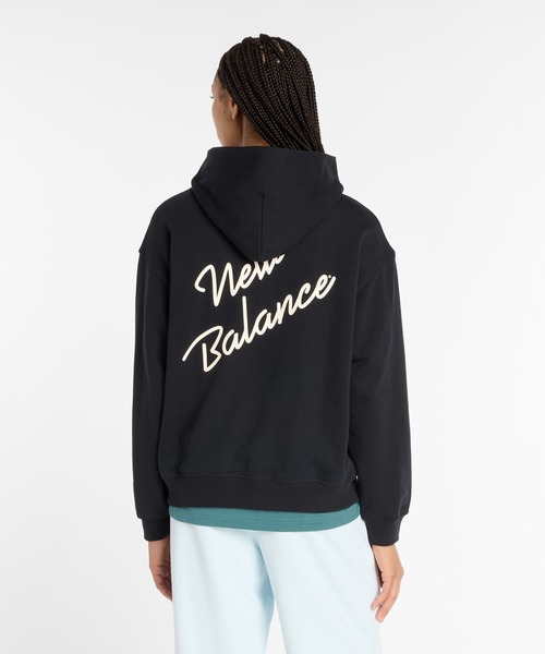 NEW BALANCE（ニューバランス）の「Athletics Script フーディ（パーカー・レディース・ブラック/ヘザーグレー/ライトグリーン・SMALL/MEDIUM/LARGE/X-LARGE）」の2枚目の写真