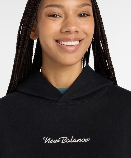 NEW BALANCE（ニューバランス）の「Athletics Script フーディ（パーカー・レディース・ブラック/ヘザーグレー/ライトグリーン・SMALL/MEDIUM/LARGE/X-LARGE）」の6枚目の写真