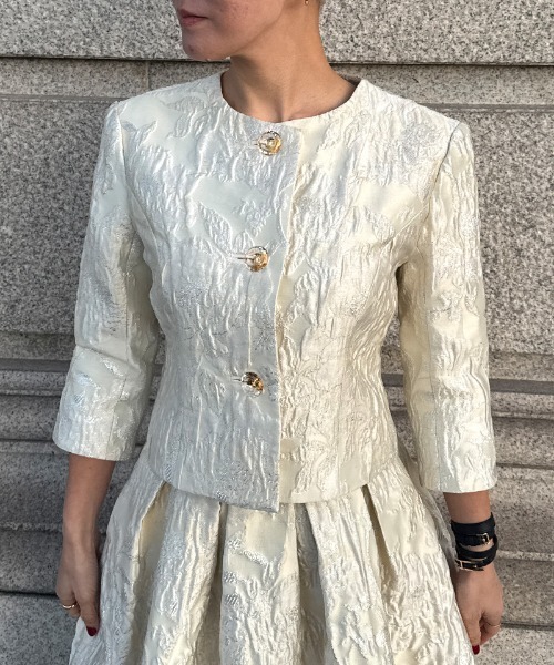 JENNE（ジェンヌ）の「ジャガードクラシカルジャケット（その他アウター・レディース・ブラック/アイボリー・MEDIUM/SMALL/LARGE）」の3枚目の写真