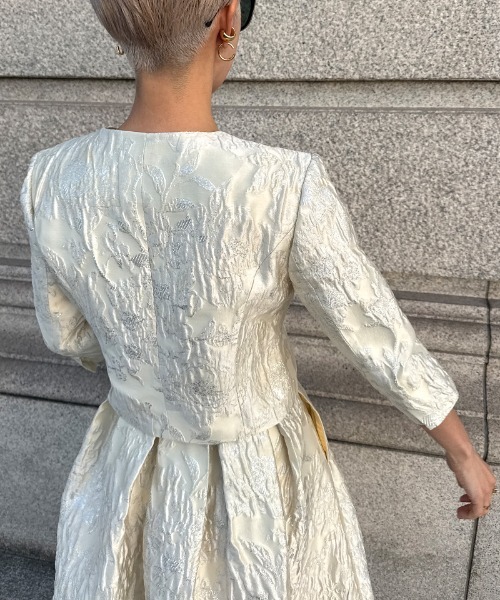 JENNE（ジェンヌ）の「ジャガードクラシカルジャケット（その他アウター・レディース・ブラック/アイボリー・MEDIUM/SMALL/LARGE）」の4枚目の写真